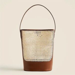 J. Crew Berkeley Bucket Bag in Faux Raffia and Leather